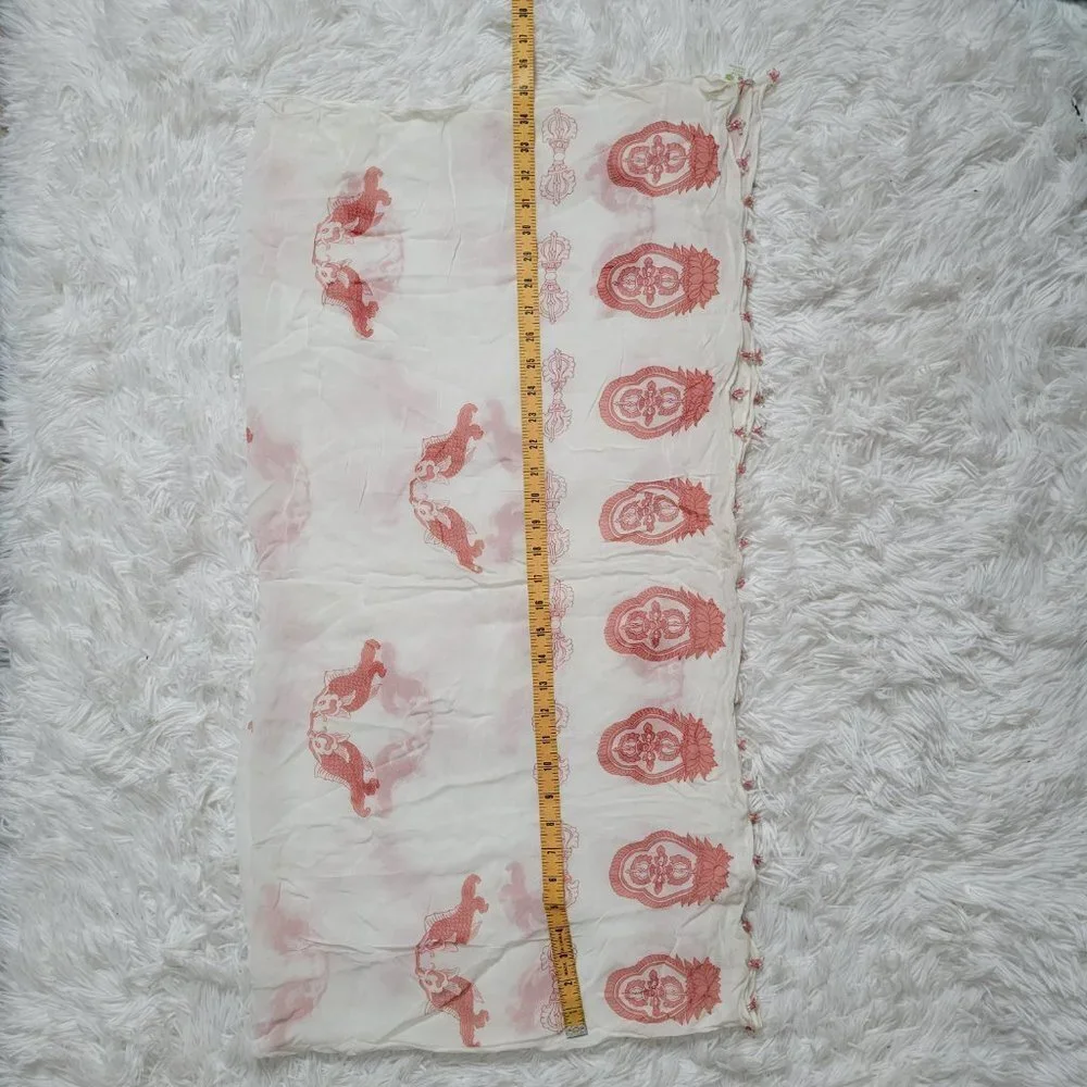 Turtle Beach Designs White Scarf with Beads accent on Trim
